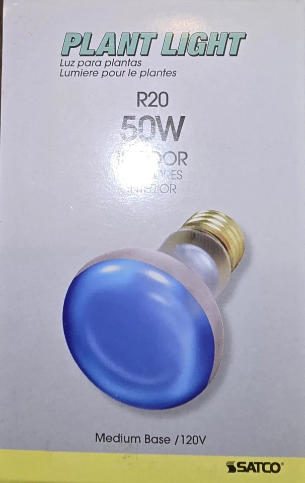 Satco S2850 50W 120 Voltios R20 Medio E26 Lámpara de Cultivo Planta Regulable Bombilla Reflector Foto 4 de 4