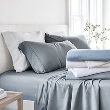 Linen Blend Luxury Soft 4PC Soft Sheets Set by Kaycie Gray Hotel Collection