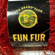  NEW Lion Brand eyelash Yarn Fun Fur 113 Red 60 yards 1.75 oz FAST Free Ship