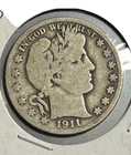 1911 D Barber Half Dollar VG Nice Coin 90 % Silver.