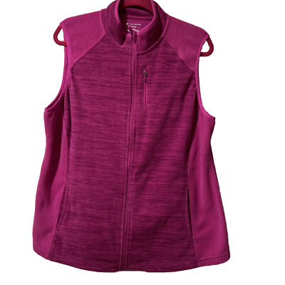  Tek Gear Fuschia Fleece Zip Up Sz 1x   % Polyester Vest Pockets