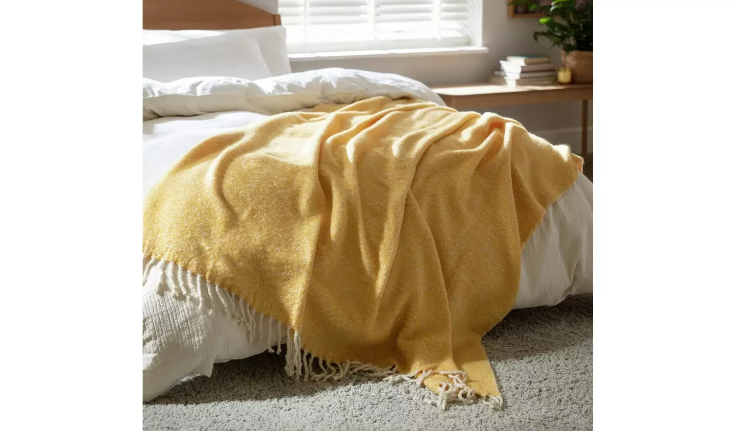 Country Hideaway Woven Throw Tassels Add A Playful Touch Mustard