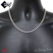 20"MEN's Stainless Steel 6mm Silver Cuban Curb Link Chain Necklace
