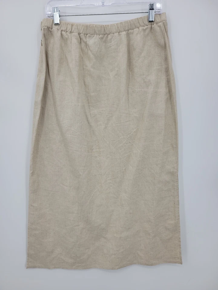 Falda midi bordada azteca de lino tostado medio vintage Requirements para mujer Foto 2 de 4