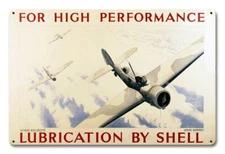HIGH PERFORMANCE LUBRICATION SHELL GAS 18" HEAVY DUTY USA MADE METAL ADV SIGN