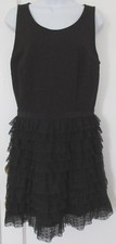 Elegant Tiered Dress Sz 8 Ann Taylor Loft Ladies Black Sleeveless Ruffle Ruffled