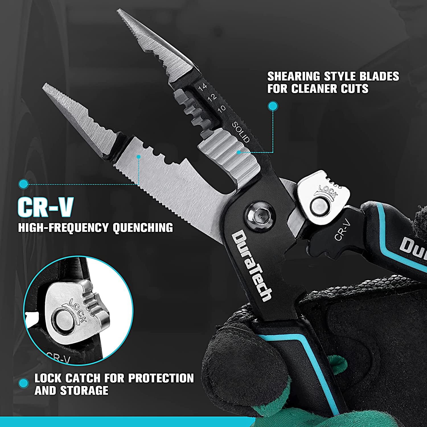 DURATECH 5-in-1 Wire Stripper Tool Needle Nose Plier Multifunctional  8 inch NEW