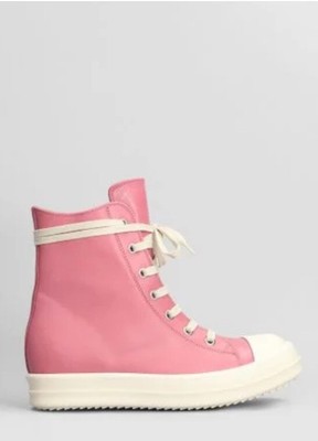 Rick Owen s size 37 Women's Sneakers Sneakers In Rose-pink Leather