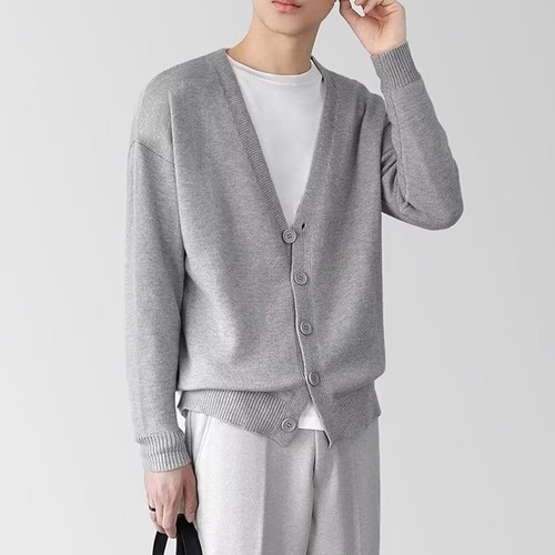 Cardigan uomo casual cappotto maglia maglione top autunno maglione sottile outwear scollo a V - Foto 7 di 18