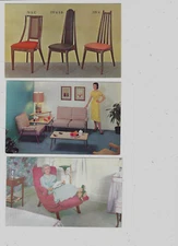 (3) Advertising Postcards Bentwood Chairs Cosco Furniture & Contour Chair Lounge
