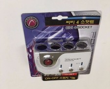 4 SOCKET WHITE LED ON OFF SWITCH CIGARETTE LI...