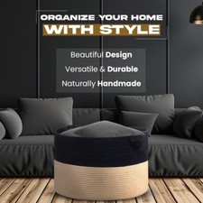 Blanket Basket 22" x 14"-Laundry Basket for Household and Kids Toys Basket-Black