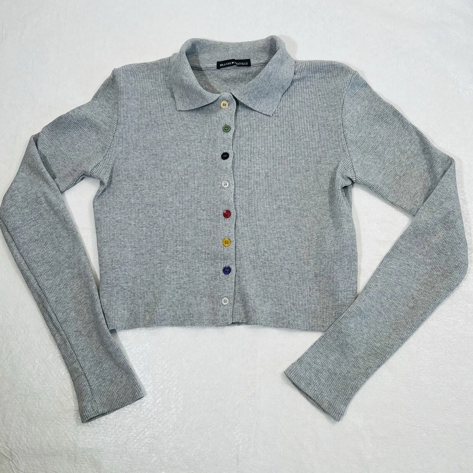 Бренди Melville один размер укороченный кардиган переработанный ребристый на пуговицах Twee Girlie