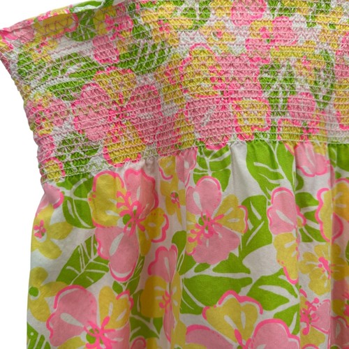 Lilly Pulitzer Girls 4 Dress Felice Floral Tie Strap Neon Pink Yellow Sundress - Picture 2 of 7