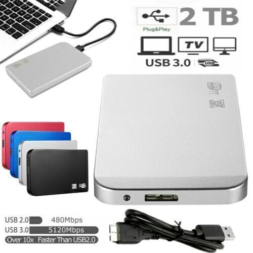 UK 2TB Hard Drive Disks 2.5" Fit For PC Laptop External Ultra Slim USB 3.0 HDD - Afbeelding 1 van 19