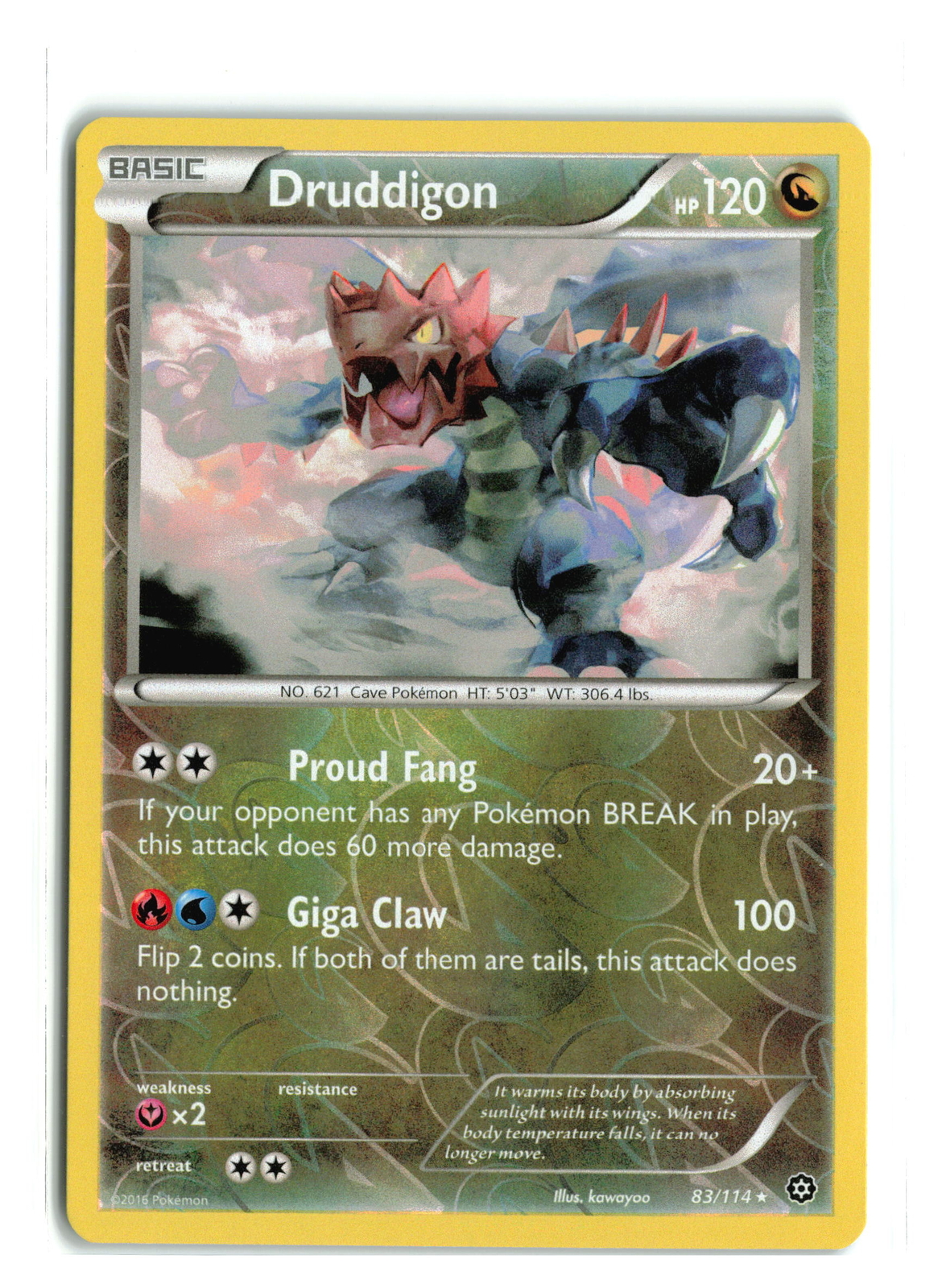 DRUDDIGON 83/114 REVERSE HOLO XY STEAM SIEGE POKEMON TCG LP
