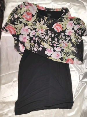Alyx Women s Size 10 W Connected Dress Black With Floral Sheer Overlay