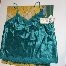 Vintage Delicates Satin Lace Cami S Babydoll USA Strappy Stretch