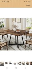 Square Dining Table Dark Wood Grain Top Black Legs 80x80cm H75 Seats 4
