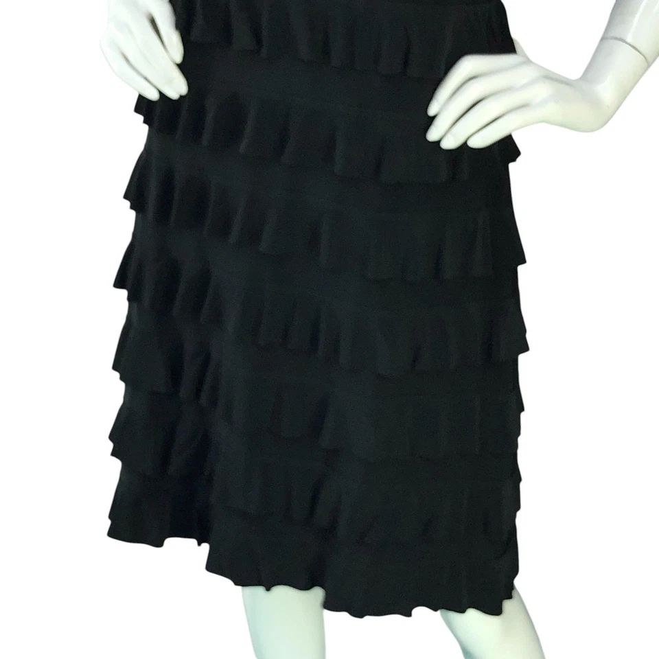 Joseph Ribkoff Dress Womens 8 Short Sleeve Ruffle Tiered Knee Length Elegant - Image 3 of 4