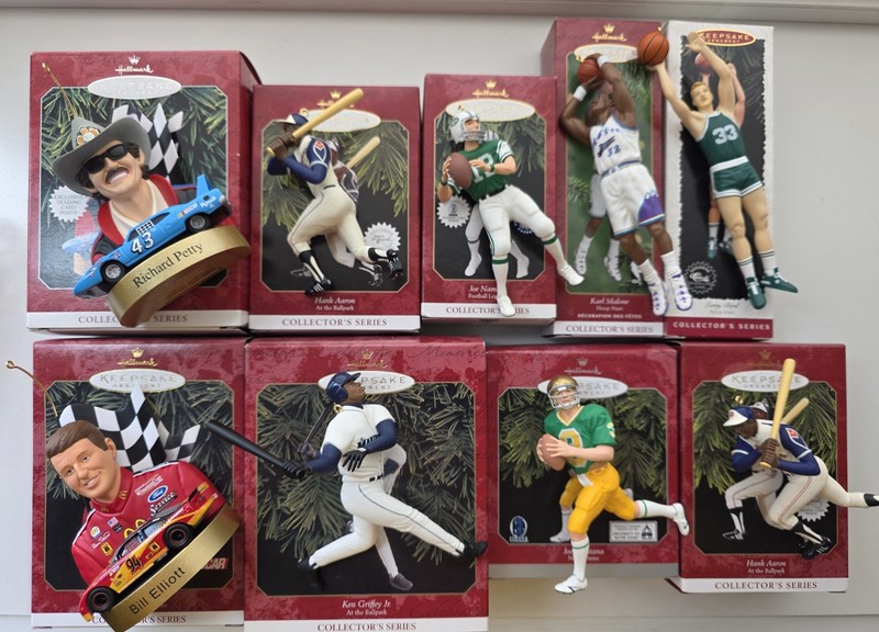 HALLMARK  LOT of 9 SPORTS THEMED ORNAMENTS ~ NICE ASSORTMENT ~ ALL NEW