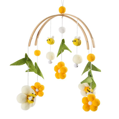 I Baby Holz Mobile Kaninchen Bettglocke Krippe Hängespielzeug Rassel Halterung