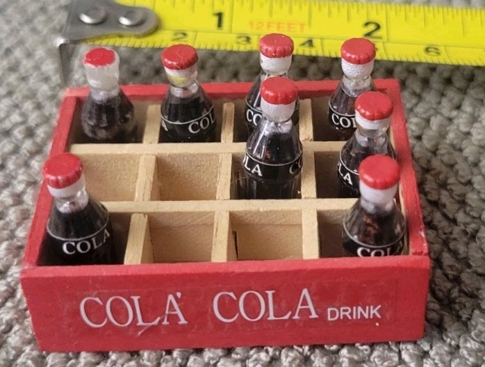 Coca Cola Coke Crate With 8 Bottles Miniature Doll House Display