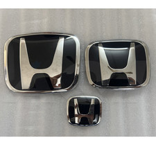 ✨3EA Black Front+Rear+Steering Badge Emblem Fit For 2016-21 Honda Civic EX Sedan
