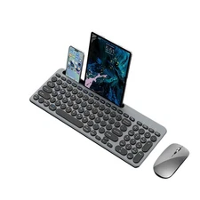 Wireless Keyboard and Mouse Combo with Phone Tablet Holder for Windows iPad