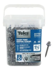 Teks #9 x 1-1/2 in. HEX WASHER HEAD SHARP PT METAL-TO-WOOD ROOFING SCREWS 400CT
