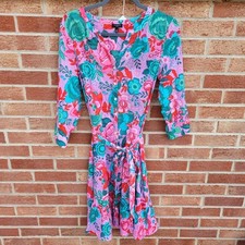 Talbots Dress Women's Size 8 Petite Lightweight Floral Fitted Ruffle Hem