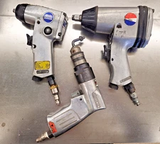 Lot of Pneumatic Air Tools, Craftsman 3/8" Drill, DeVilbiss 1/2" Impact, & 3/8"