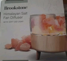 Brookstone Aromatherapy Fan Diffuser Himalayan Salt W/ Warm LED Natural Crystals