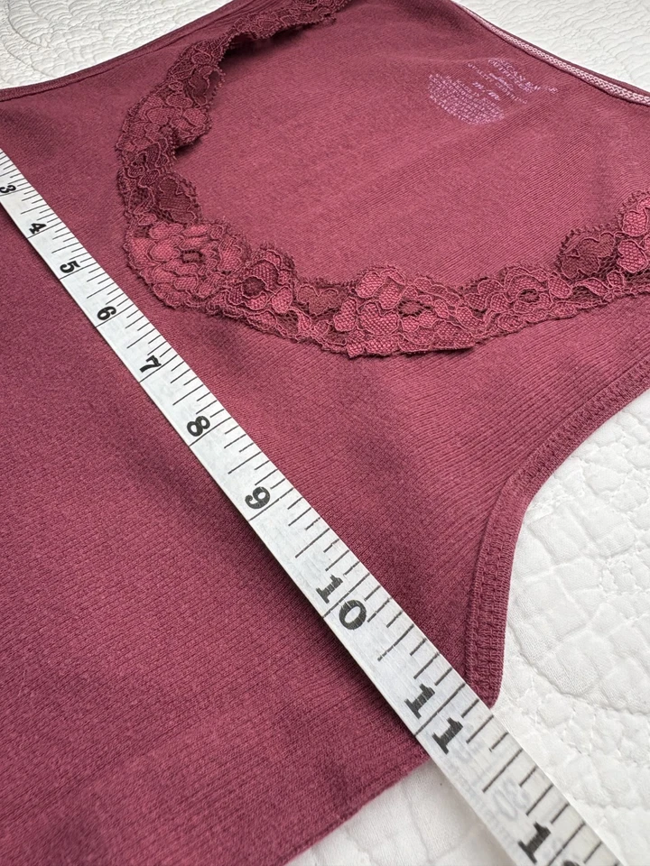 Винтажный 00 American Eagle кружева отделки Y2K Cami Sz средний розовый Елена Гилберт опрятный - Изображение 4 из 4