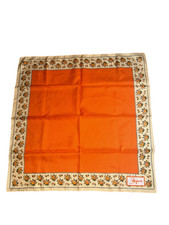 VTG Schiaparelli 25 Orange Square Signed MOD Polyester Scarf Floral Tangerine