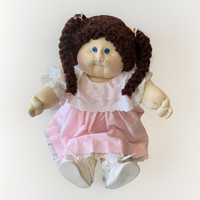 VTG Cabbage Patch  XAVIER ROBERTS SIGNED Little People SOFT Brown Hair Blue Eyes