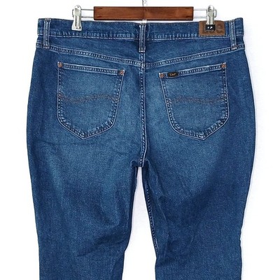Lee womens premium straight jeans PLUS size 18 stretch blue dark wash denim