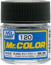 Gunze-Sangyo Solvent-Based Semi-Gloss Olive Green RLM80 10ml Bottle - Hobby and