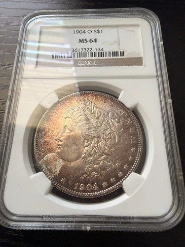 1904-O Morgan Dollar - MS-64 NGC Dual Sided Ring Toning