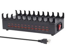 300W Charging Station for Multiple Devices - 24 Ports USB Fast Black