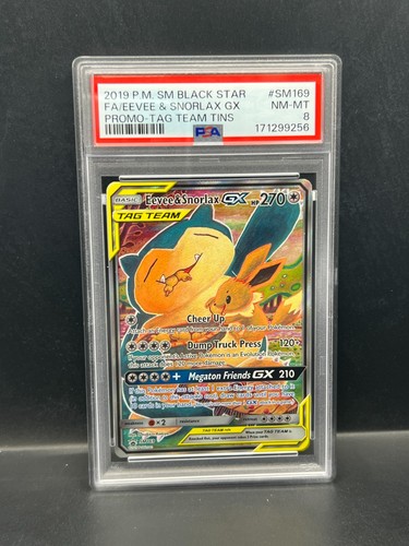 Eevee & Snorlax-GX graded PSA 8 for sale on eBay