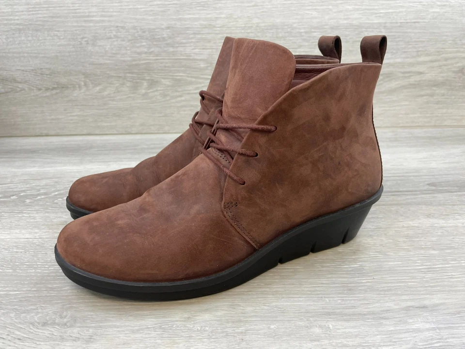 Ecco Skyler Hydromax Mujer 9.5 Marrón Botín Cuero Bota Motociclista Cuña Comodidad Foto 3 de 4