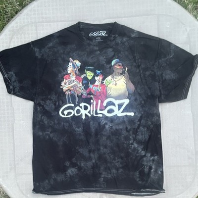 Gorillaz Tie-Dye Graphic Black Men's Cotton Short Sleeve T-Shirt Large