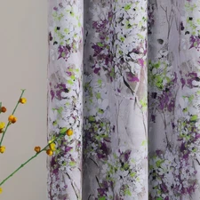 Purple Floral Curtains 63 Inches Floral Blackout Curtains for Living Room The...