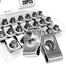 20PCS 1/4"-20 Extruded U Clip Nuts, 304 Stainless Steel Clip-On Nuts