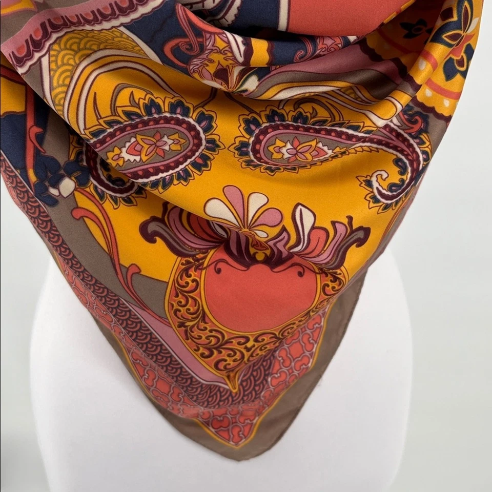 "Bufanda cuadrada Powder para mujer rosa sedoso moca cachemira poli satinado 39""" Foto 4 de 4