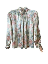 Vintage Deadstock TESS Floral Satin Blouse NWT 10 Romantic Cottagecore Feminine