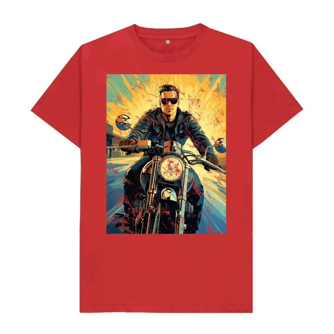 Men’s Red Vintage Motorcycle T-Shirt Size Large New