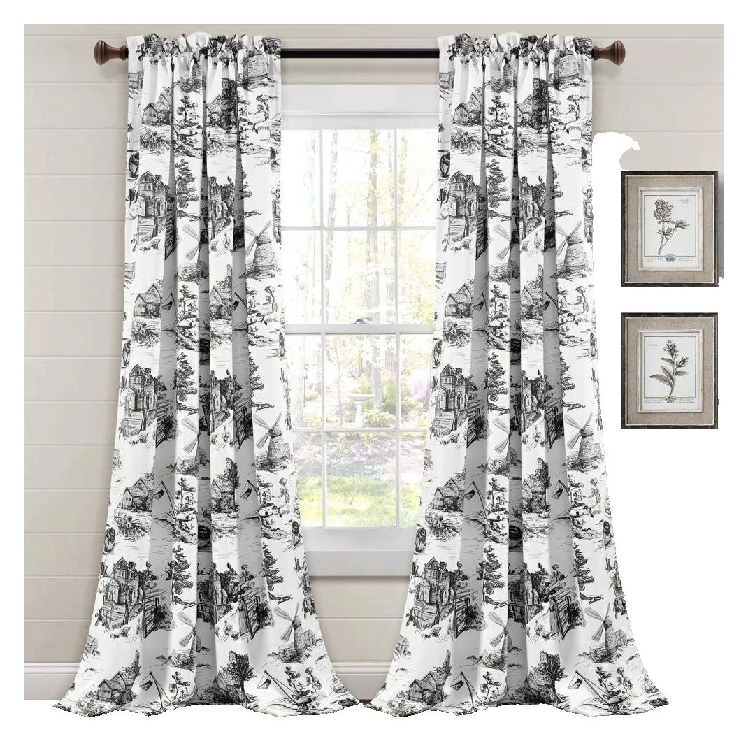 Toile Cortinas de ventana de país de poliéster