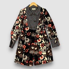 Kenzo Paris Womens 36 Multicolor Floral Plaid Long Sleeve Button Overcoat